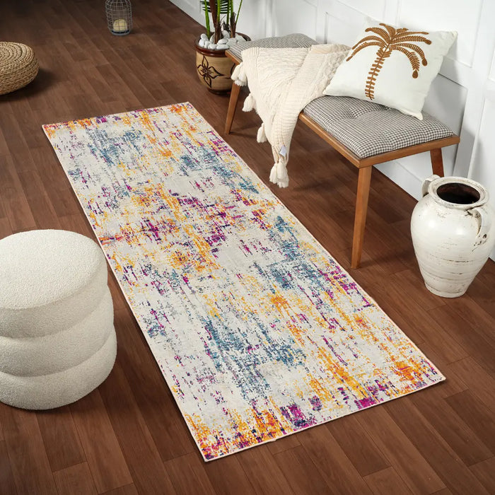 CHINU Abstract Modern Marble Blue Rug