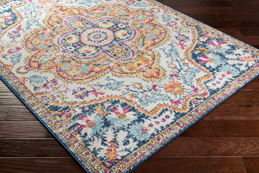 WILLOW Vintage Traditional Oriental Boho Navy Rug