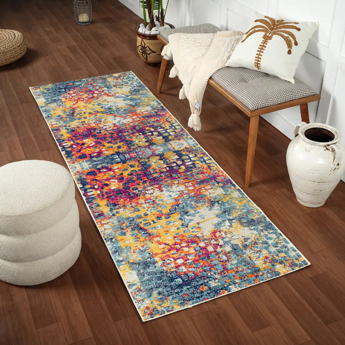 AMAYA Abstract Modern Marble Saffron Rug