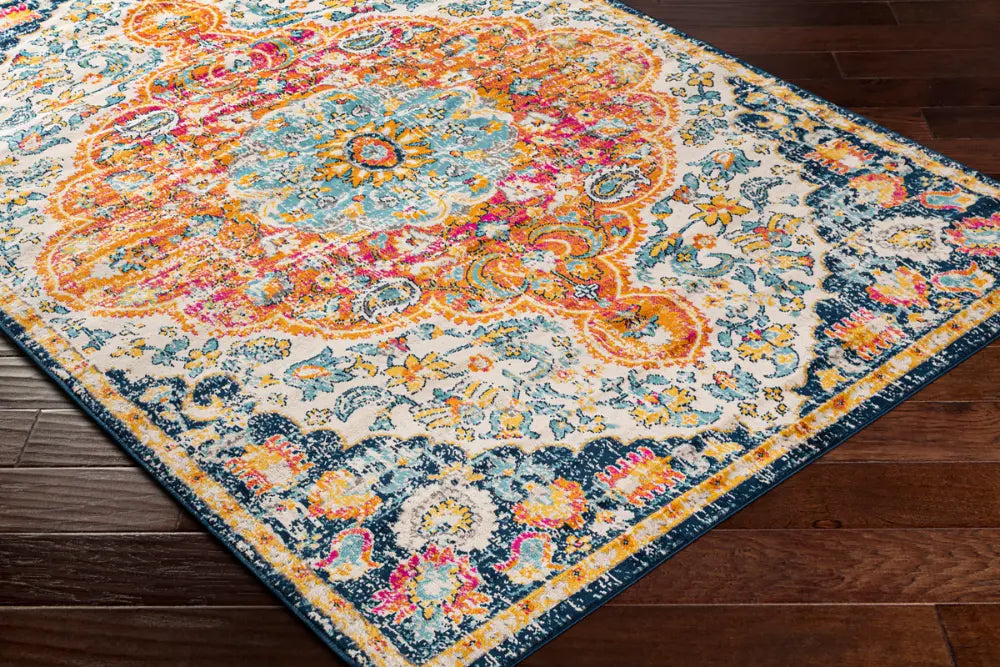 WREN Vintage Traditional Oriental Boho Bright Orange Rug