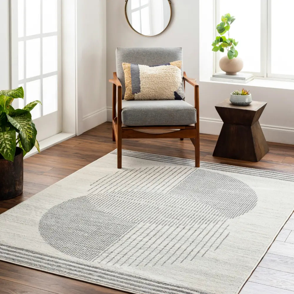 ENSO2 Scandi Geometric Medium Grey Rug Beige Rug — RugsDirect Online