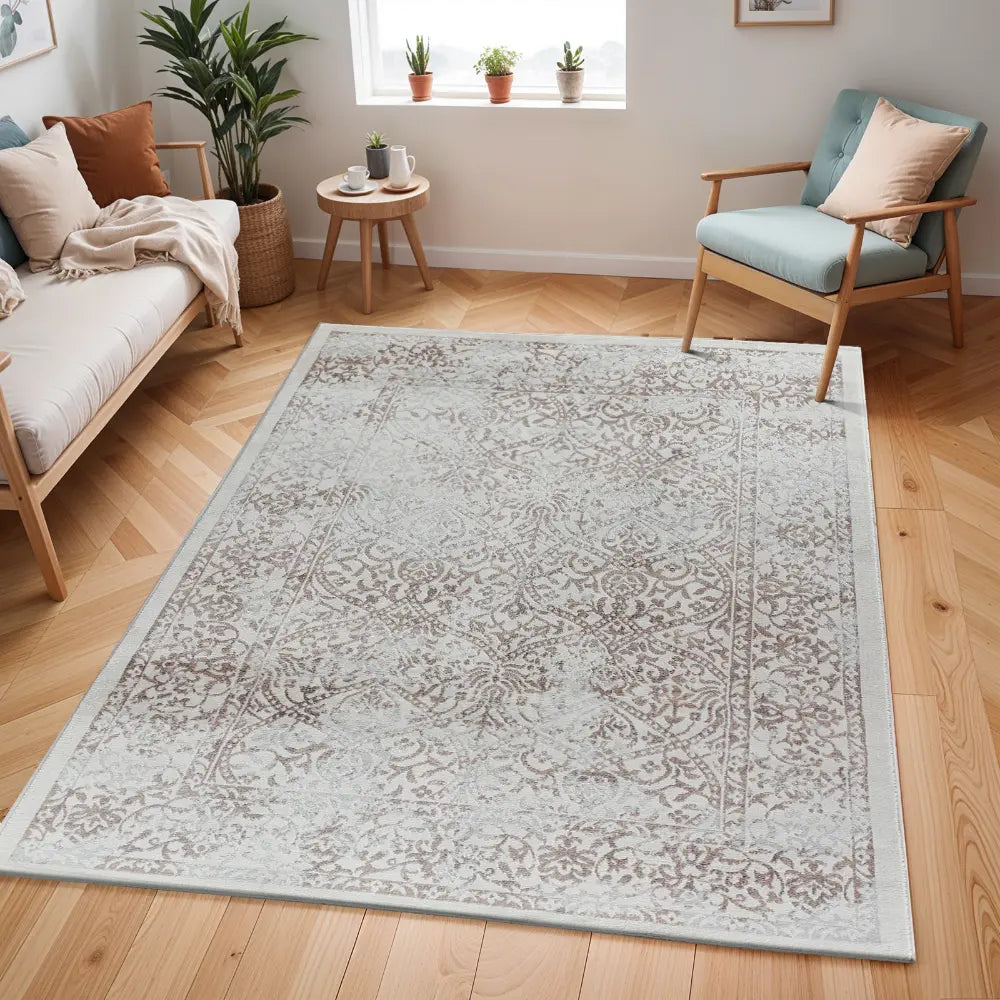 HAZEL Vintage Traditional Oriental Boho Tan/Ivory Rug Beige Rug ...