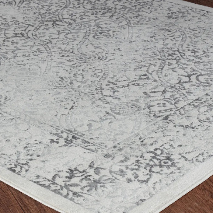HAZEL Vintage Traditional Oriental Boho Grey/Ivory Rug