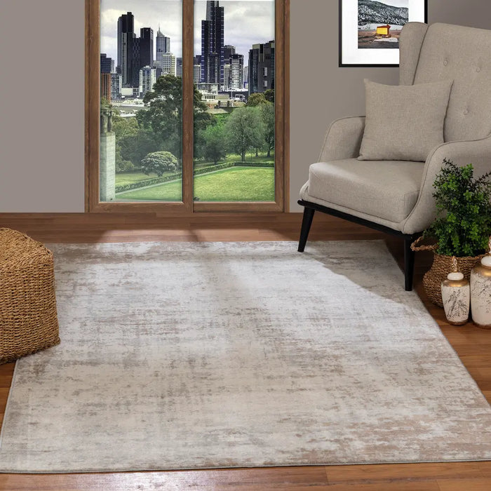 MILENA Abstract Modern Marble Beige/White Rug