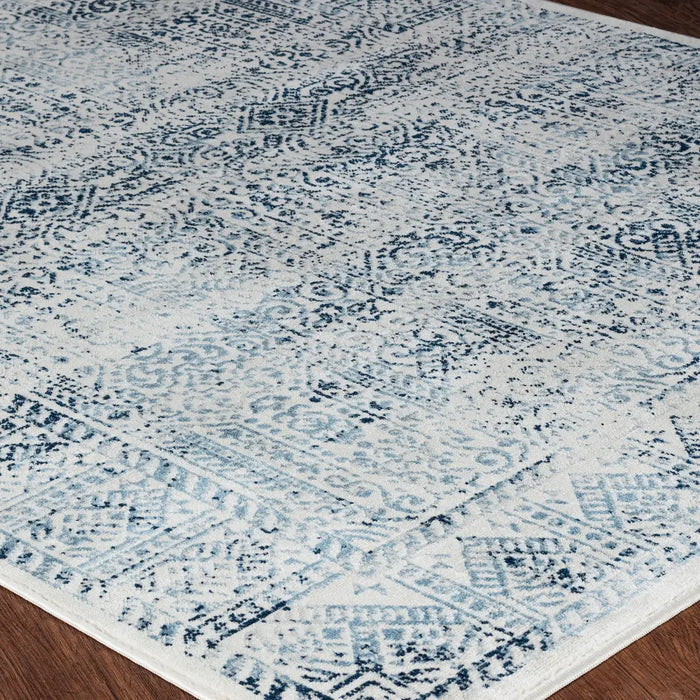 DANIA Vintage Traditional Oriental Boho Blue/White Rug
