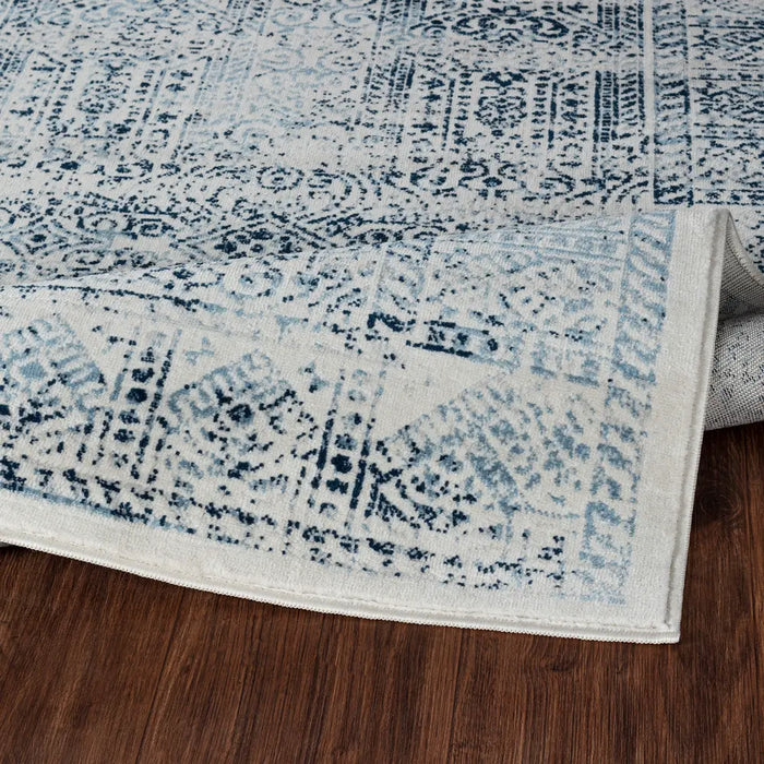 DANIA Vintage Traditional Oriental Boho Blue/White Rug