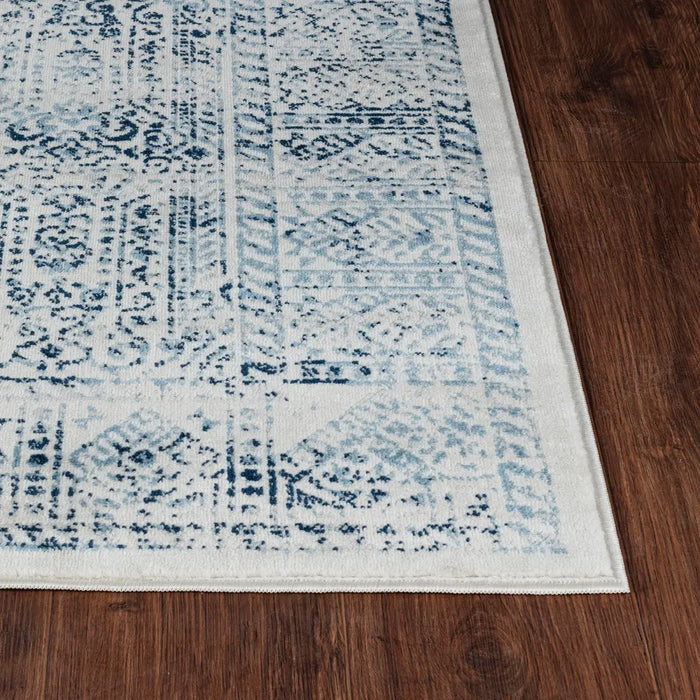 DANIA Vintage Traditional Oriental Boho Blue/White Rug