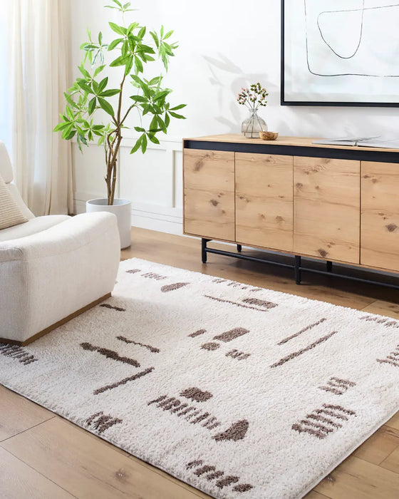 Soline Machine Washable Modern Shaggy Dark Brown Rug