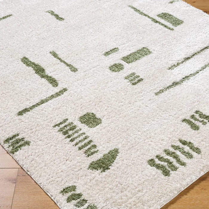 SOLINE Machine Washable Modern Shaggy Grass Green Rug