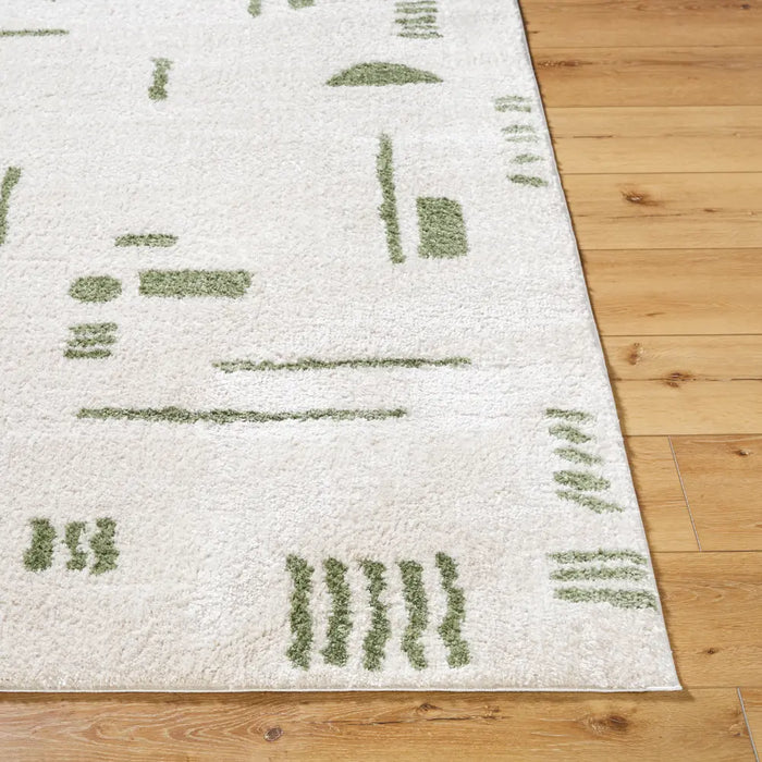 SOLINE Machine Washable Modern Shaggy Grass Green Rug