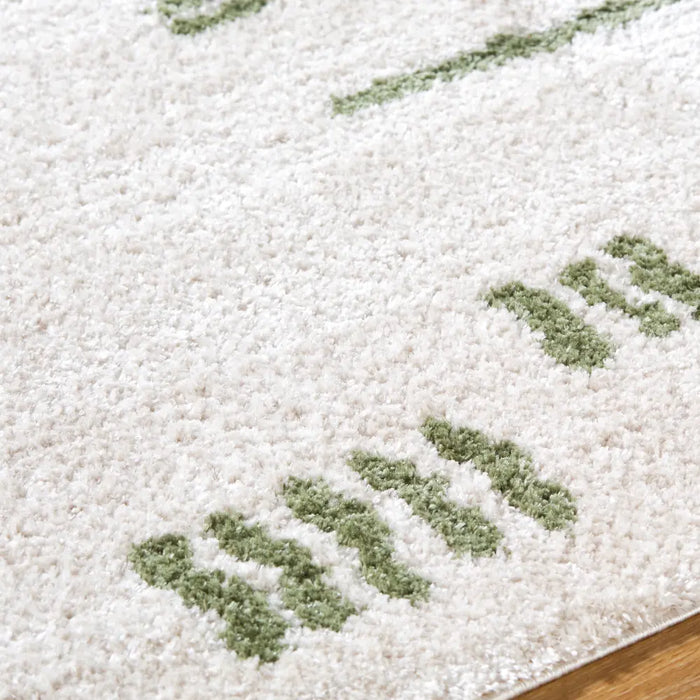 SOLINE Machine Washable Modern Shaggy Grass Green Rug