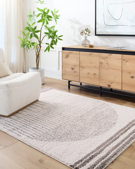 Enso3 Machine Washable Modern Shaggy Dark Brown Rug