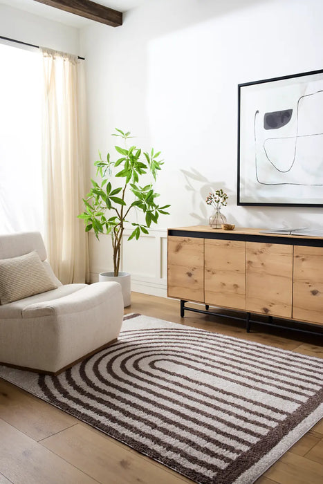 Lucile Machine Washable Modern Shaggy Dark Brown Rug