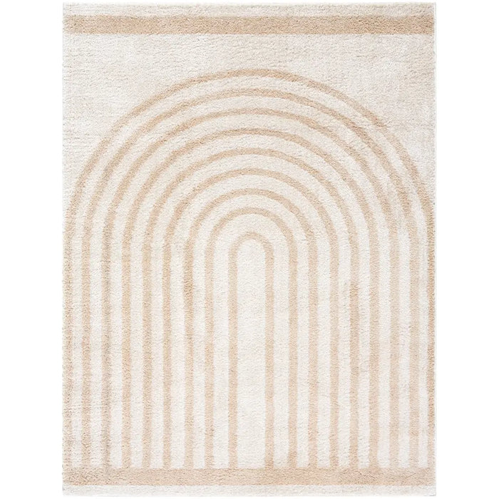 LUCILE Machine Washable Modern Shaggy Beige Rug