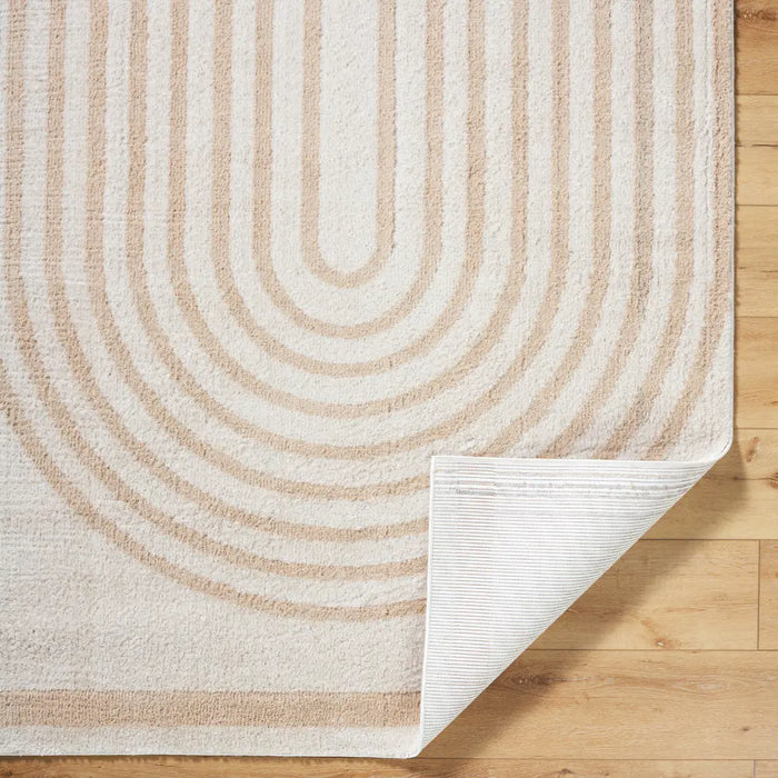 LUCILE Machine Washable Modern Shaggy Beige Rug