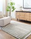 Lucile Machine Washable Modern Shaggy Grass Green Rug