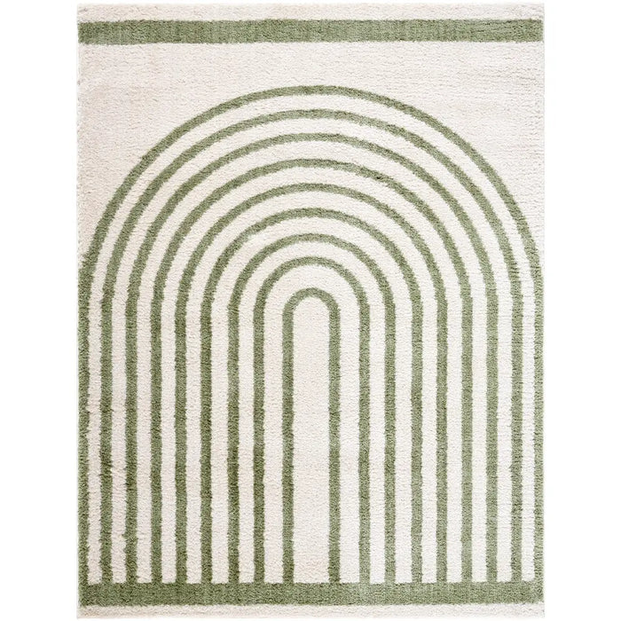 LUCILE Machine Washable Modern Shaggy Grass Green Rug