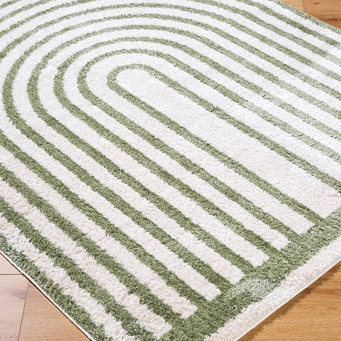 LUCILE Machine Washable Modern Shaggy Grass Green Rug