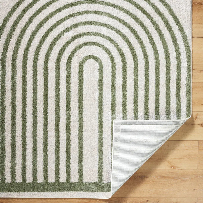 LUCILE Machine Washable Modern Shaggy Grass Green Rug