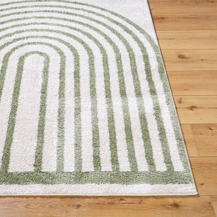 LUCILE Machine Washable Modern Shaggy Grass Green Rug