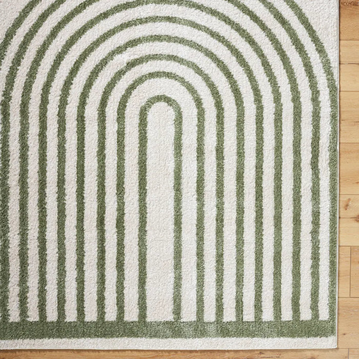 LUCILE Machine Washable Modern Shaggy Grass Green Rug
