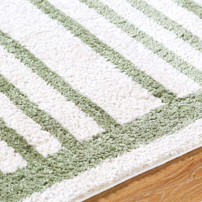LUCILE Machine Washable Modern Shaggy Grass Green Rug