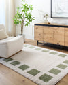 AMINE Machine Washable Modern Shaggy Grass Green Rug