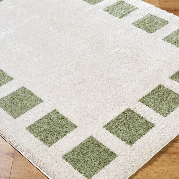 AMINE Machine Washable Modern Shaggy Grass Green Rug