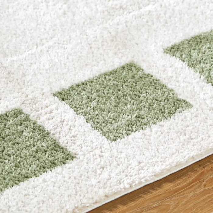 AMINE Machine Washable Modern Shaggy Grass Green Rug