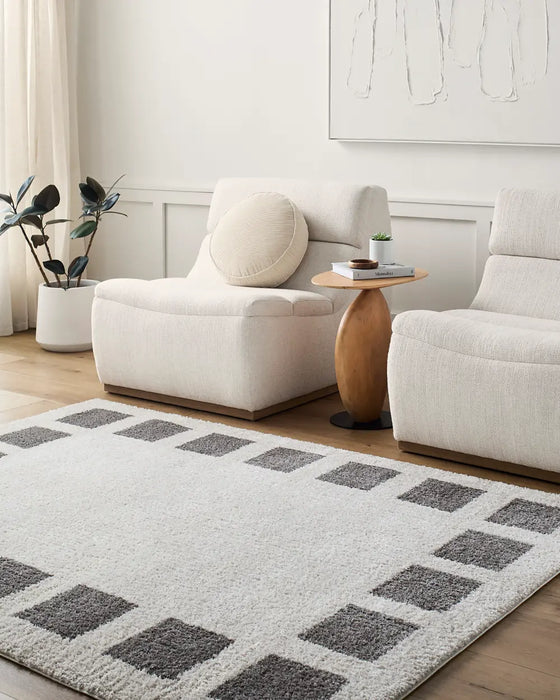 AMINE Machine Washable Modern Shaggy Charcoal Rug