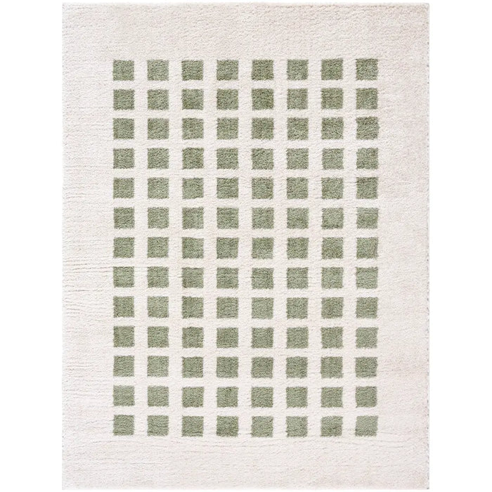 LAURINE Machine Washable Modern Shaggy Grass Green Rug