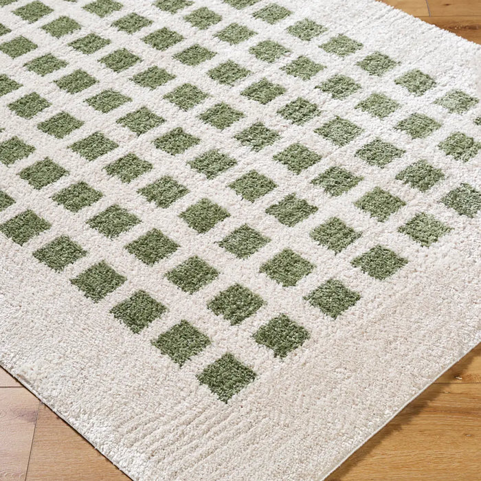 LAURINE Machine Washable Modern Shaggy Grass Green Rug