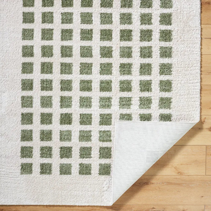 LAURINE Machine Washable Modern Shaggy Grass Green Rug