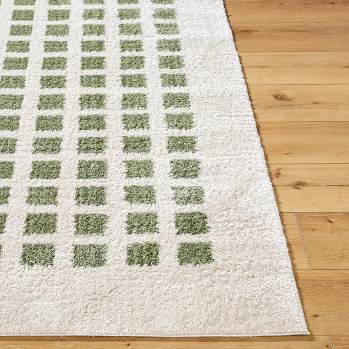 LAURINE Machine Washable Modern Shaggy Grass Green Rug