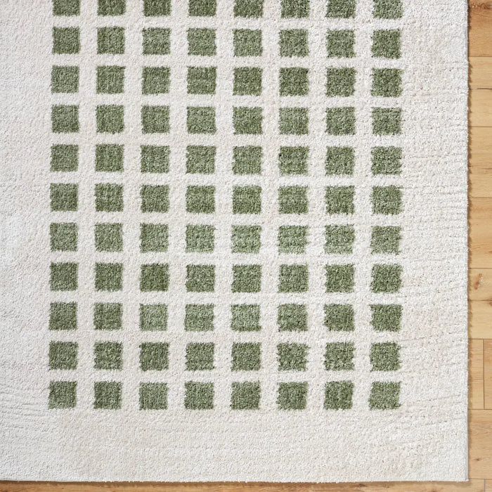 LAURINE Machine Washable Modern Shaggy Grass Green Rug