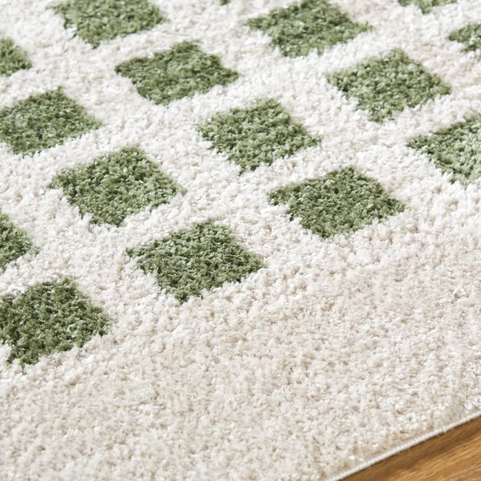 LAURINE Machine Washable Modern Shaggy Grass Green Rug