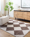 Deline Machine Washable Modern Shaggy Dark Brown Rug