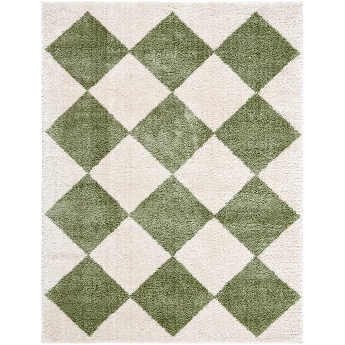 DELINE Machine Washable Modern Shaggy Grass Green Rug