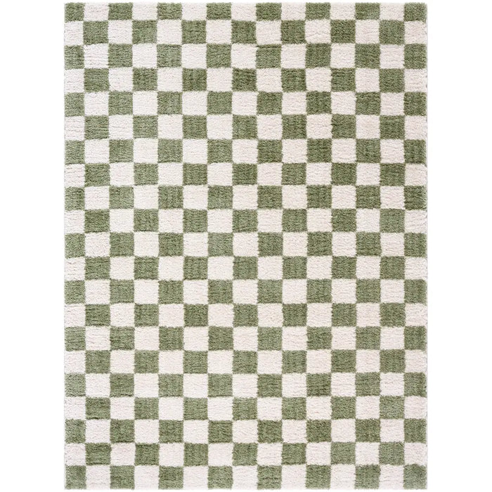 IZALINE Machine Washable Modern Shaggy Grass Green Rug