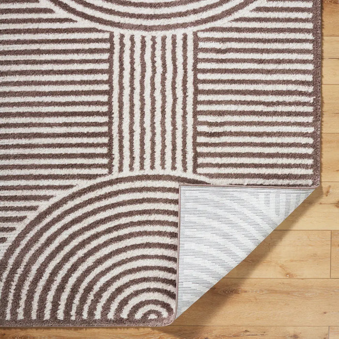 Pauline Machine Washable Modern Shaggy Dark Brown Rug