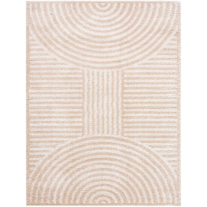PAULINE Machine Washable Modern Shaggy Beige Rug