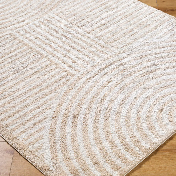PAULINE Machine Washable Modern Shaggy Beige Rug