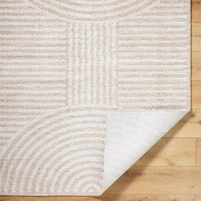 PAULINE Machine Washable Modern Shaggy Beige Rug
