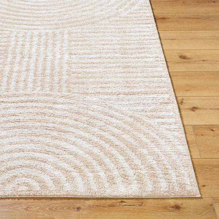 PAULINE Machine Washable Modern Shaggy Beige Rug