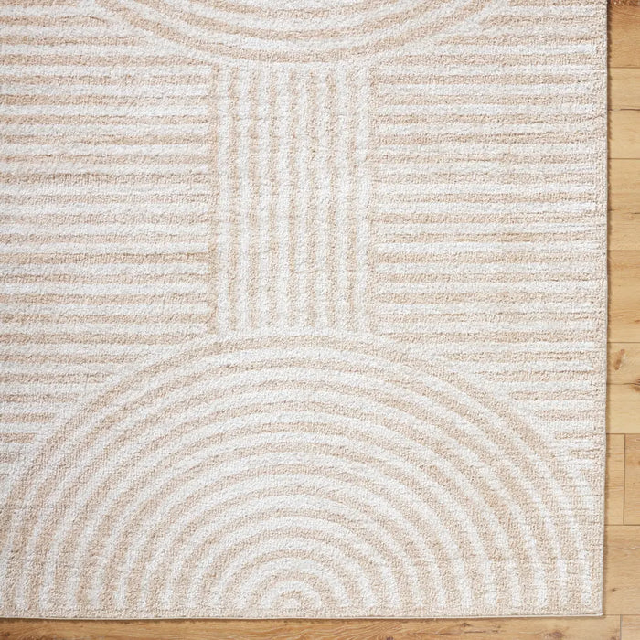 PAULINE Machine Washable Modern Shaggy Beige Rug