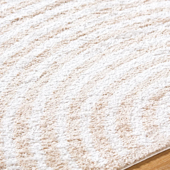 PAULINE Machine Washable Modern Shaggy Beige Rug