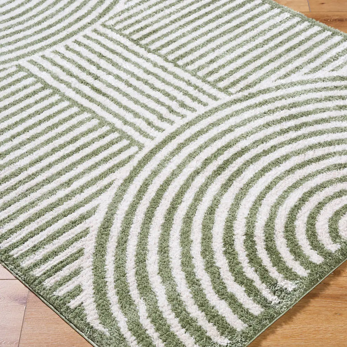 PAULINE Machine Washable Modern Shaggy Grass Green Rug