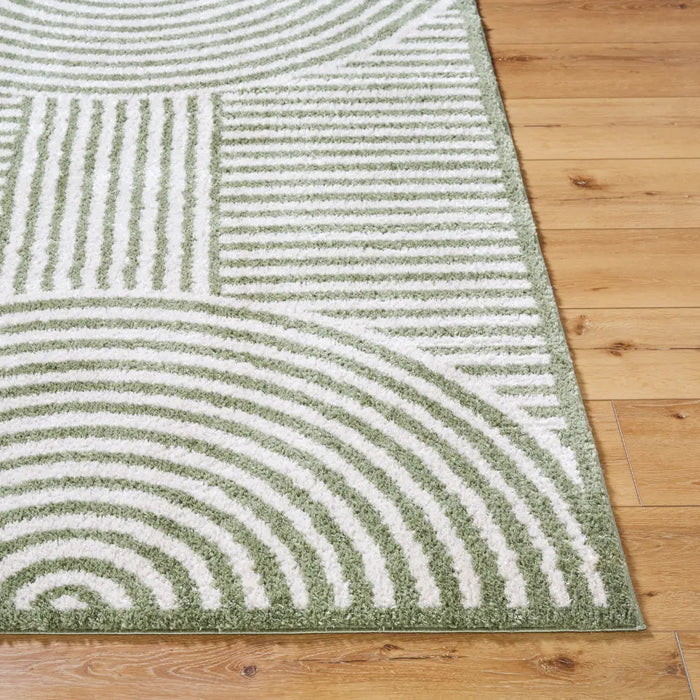 PAULINE Machine Washable Modern Shaggy Grass Green Rug
