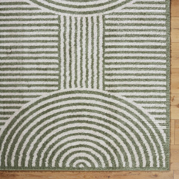 PAULINE Machine Washable Modern Shaggy Grass Green Rug