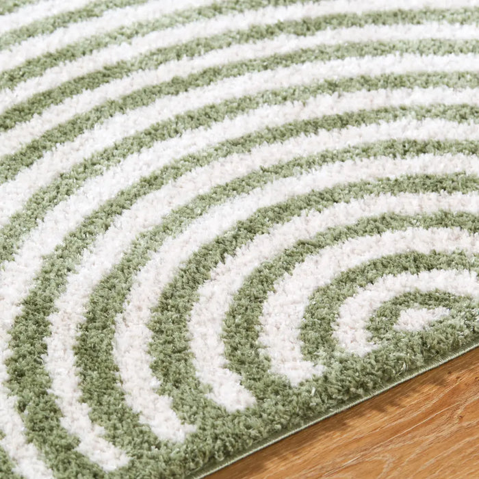 PAULINE Machine Washable Modern Shaggy Grass Green Rug